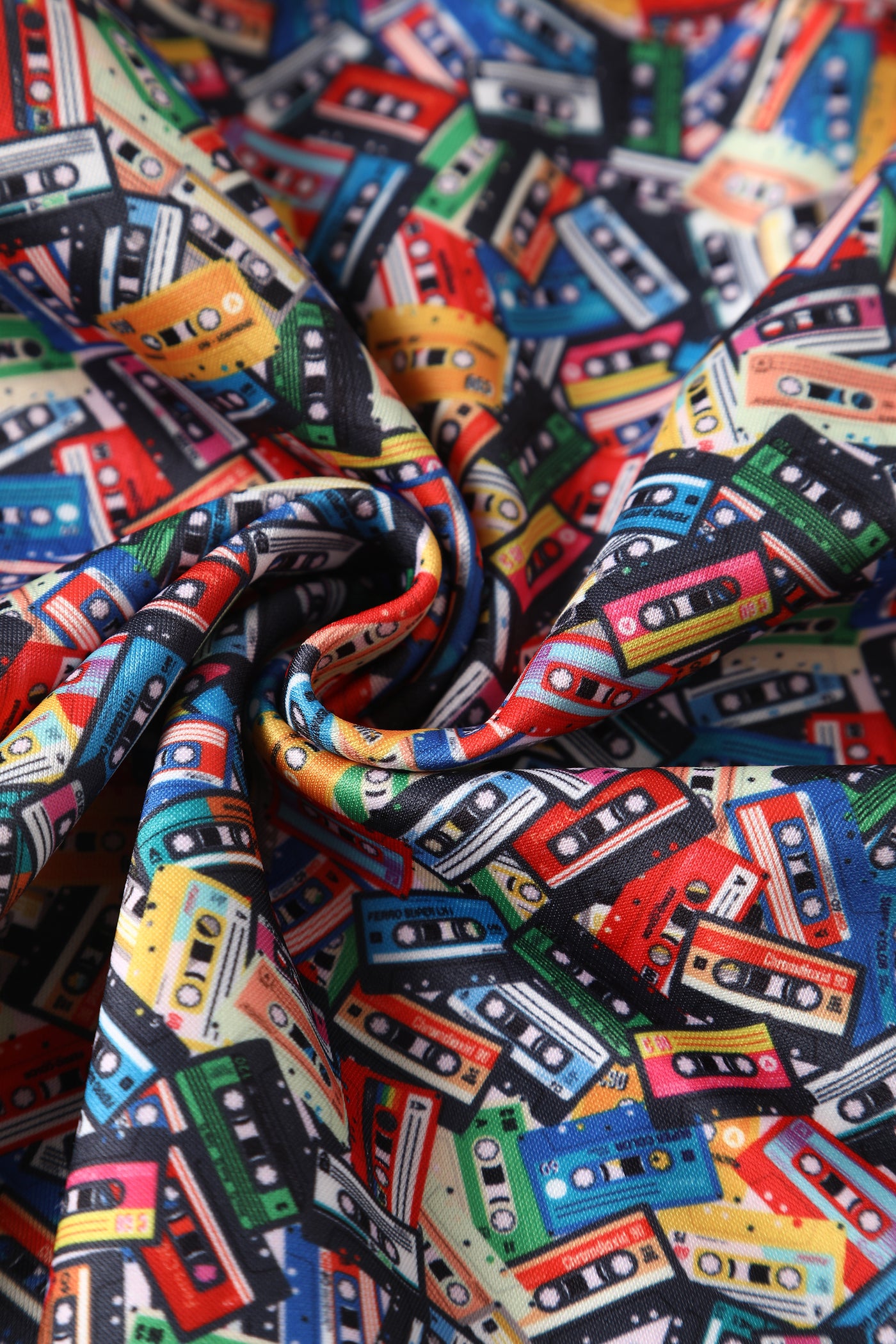 Amanda Multicolor Cassette Tape Print Scoop Neck Dress