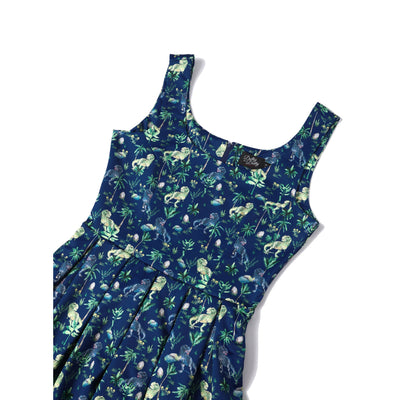PRE ORDER Amanda Swing Dress in Navy Blue T-Rex Print