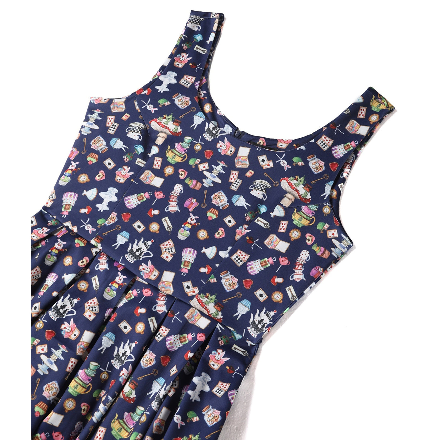 Amanda Swing Dress in Navy Blue Wonderland Print