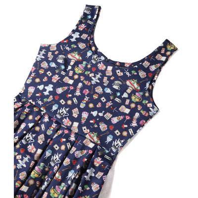 Amanda Swing Dress in Navy Blue Wonderland Print