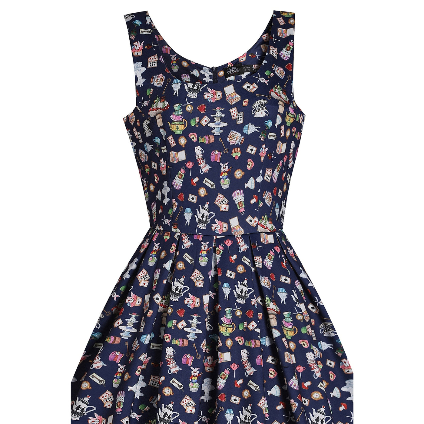 Amanda Swing Dress in Navy Blue Wonderland Print