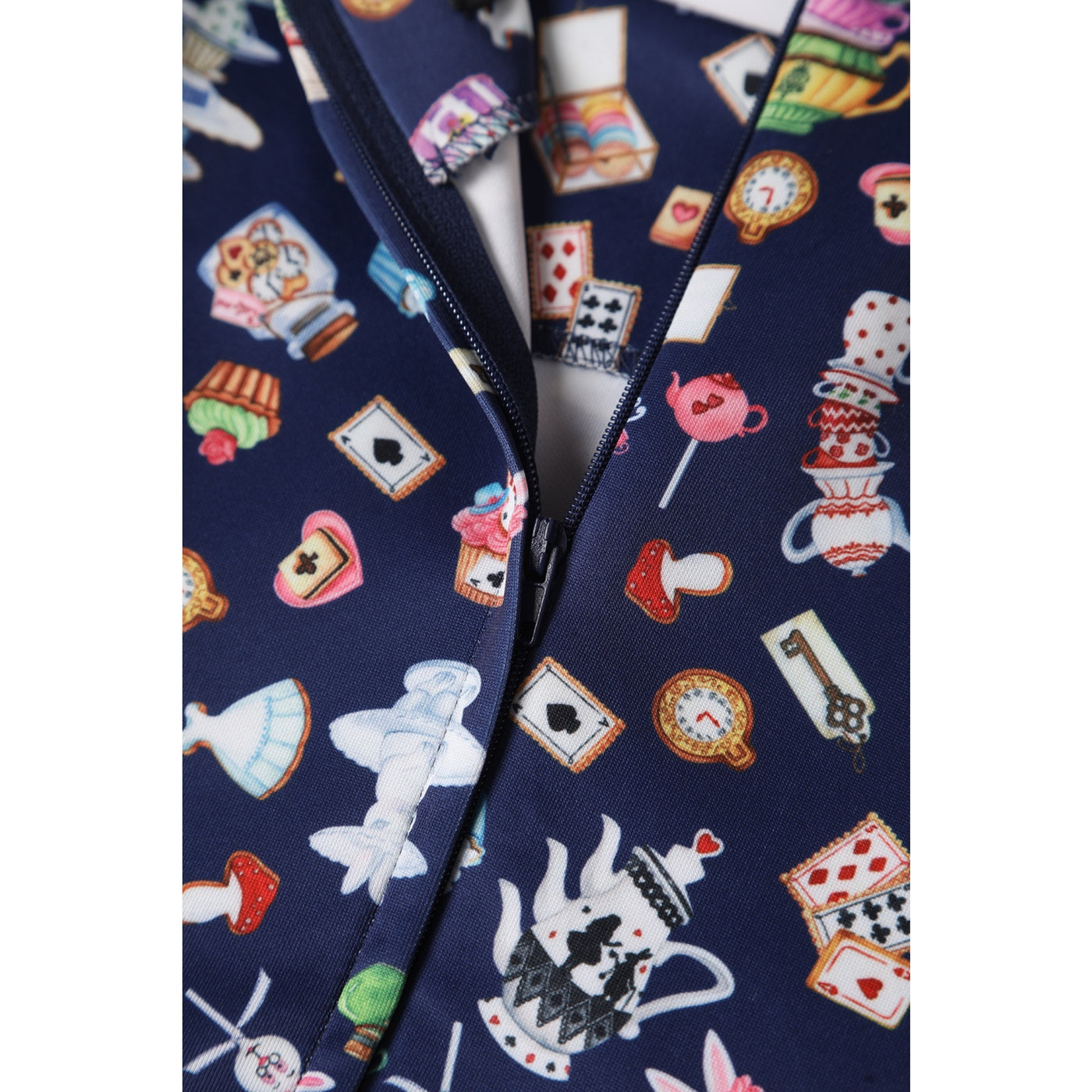Amanda Swing Dress in Navy Blue Wonderland Print