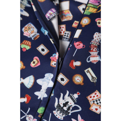 Amanda Swing Dress in Navy Blue Wonderland Print