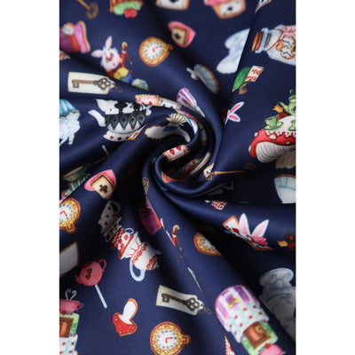 Amanda Swing Dress in Navy Blue Wonderland Print