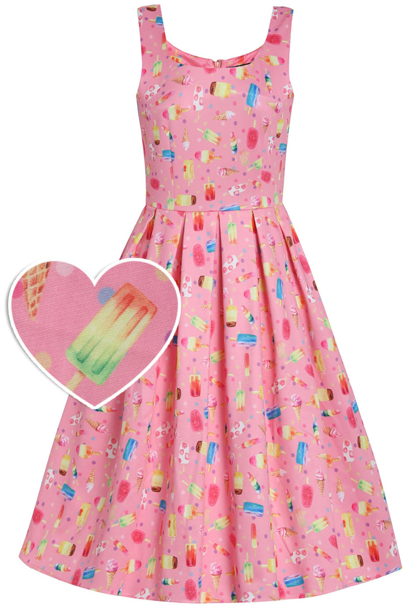 Amanda Swing Dress in Pink Popsicle Print