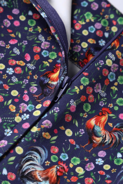 PRE ORDER Amanda Purple Rooster Print Swing Dress
