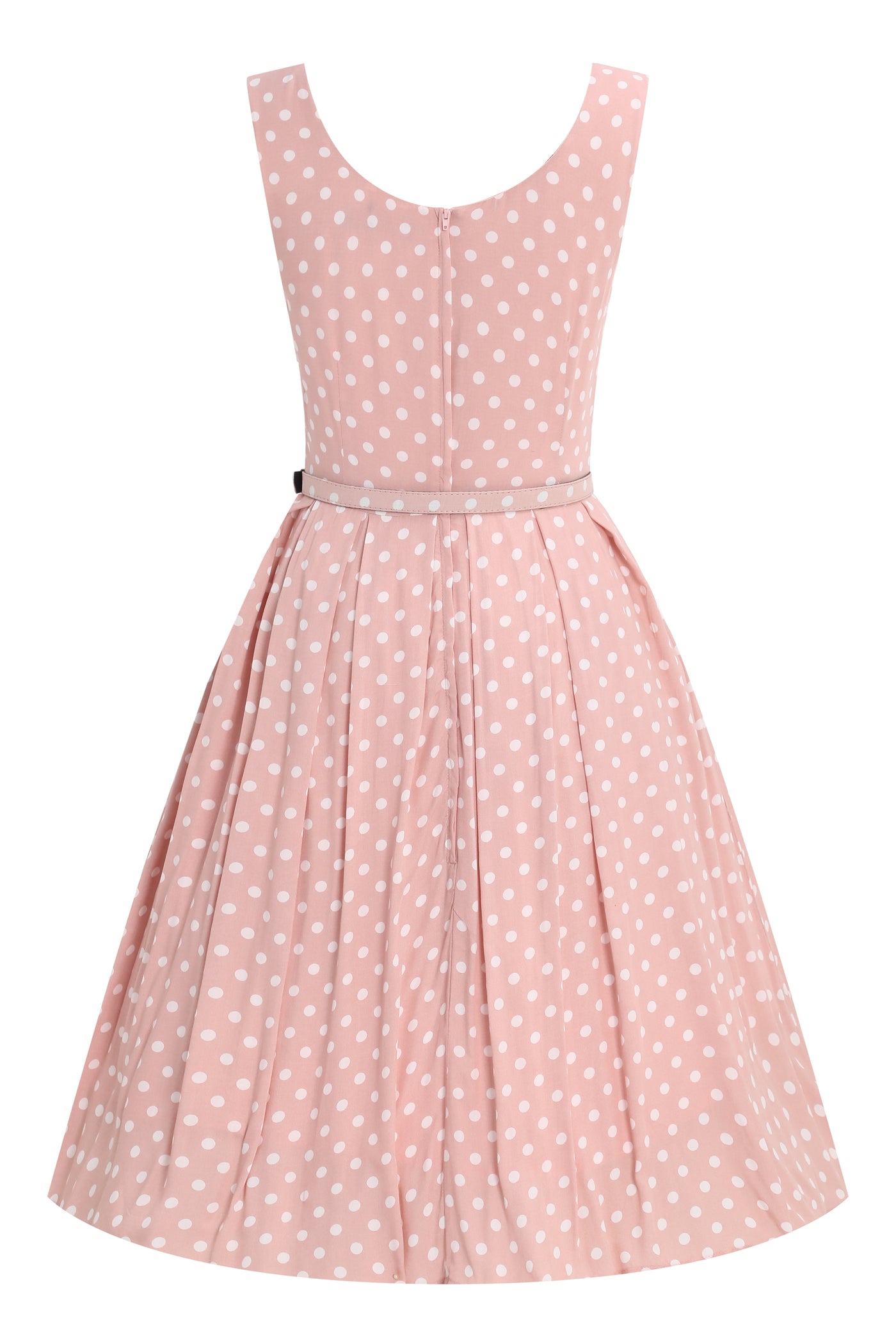PRE ORDER Amanda Viscose Pink & White Polka Dress - Fully Lined