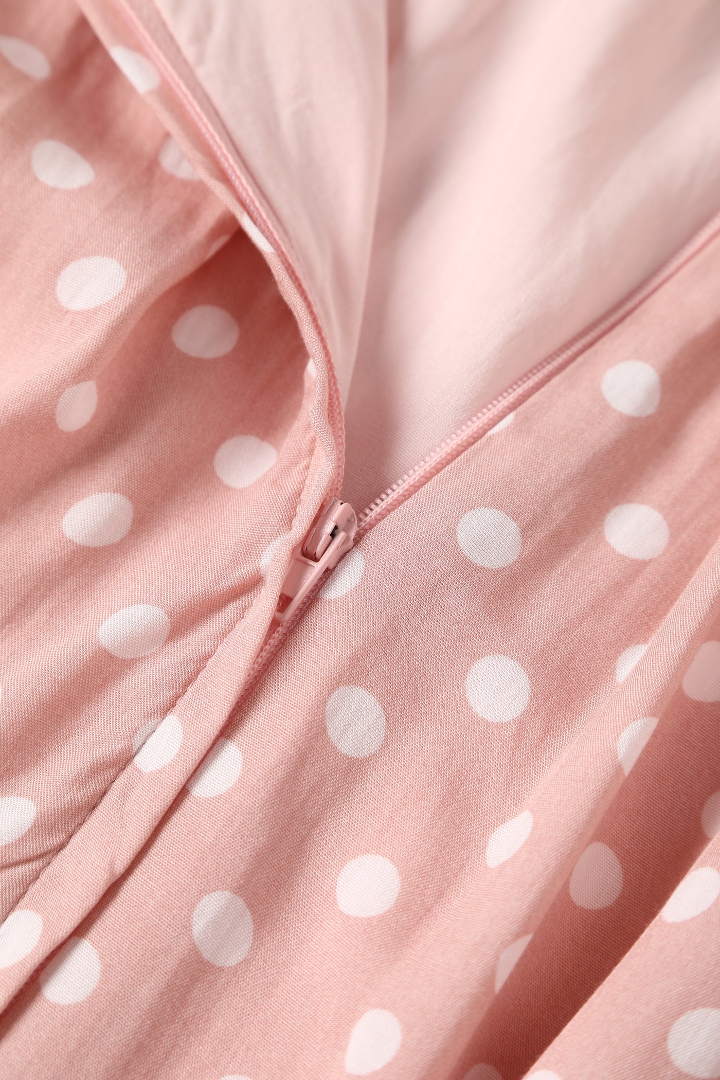 PRE ORDER Amanda Viscose Pink & White Polka Dress - Fully Lined