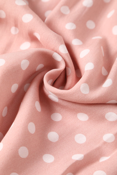 PRE ORDER Amanda Viscose Pink & White Polka Dress - Fully Lined