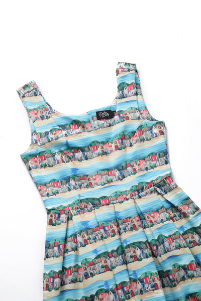 PRE ORDER Scarlette Blue Stretchy Seaside Print Dress