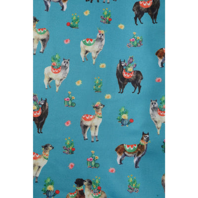 PRE ORDER Amanda Swing Dress in Turquoise Llama Print
