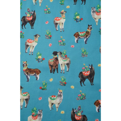 PRE ORDER Amanda Swing Dress in Turquoise Llama Print