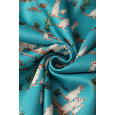 PRE ORDER Amanda Swing Dress in Turquoise Meerkat Print