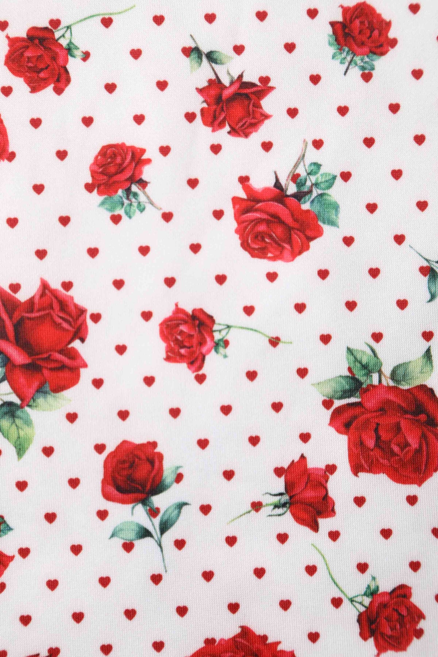 Amanda Cotton White Scoop Neck  Rose/Heart Print Swing Dress
