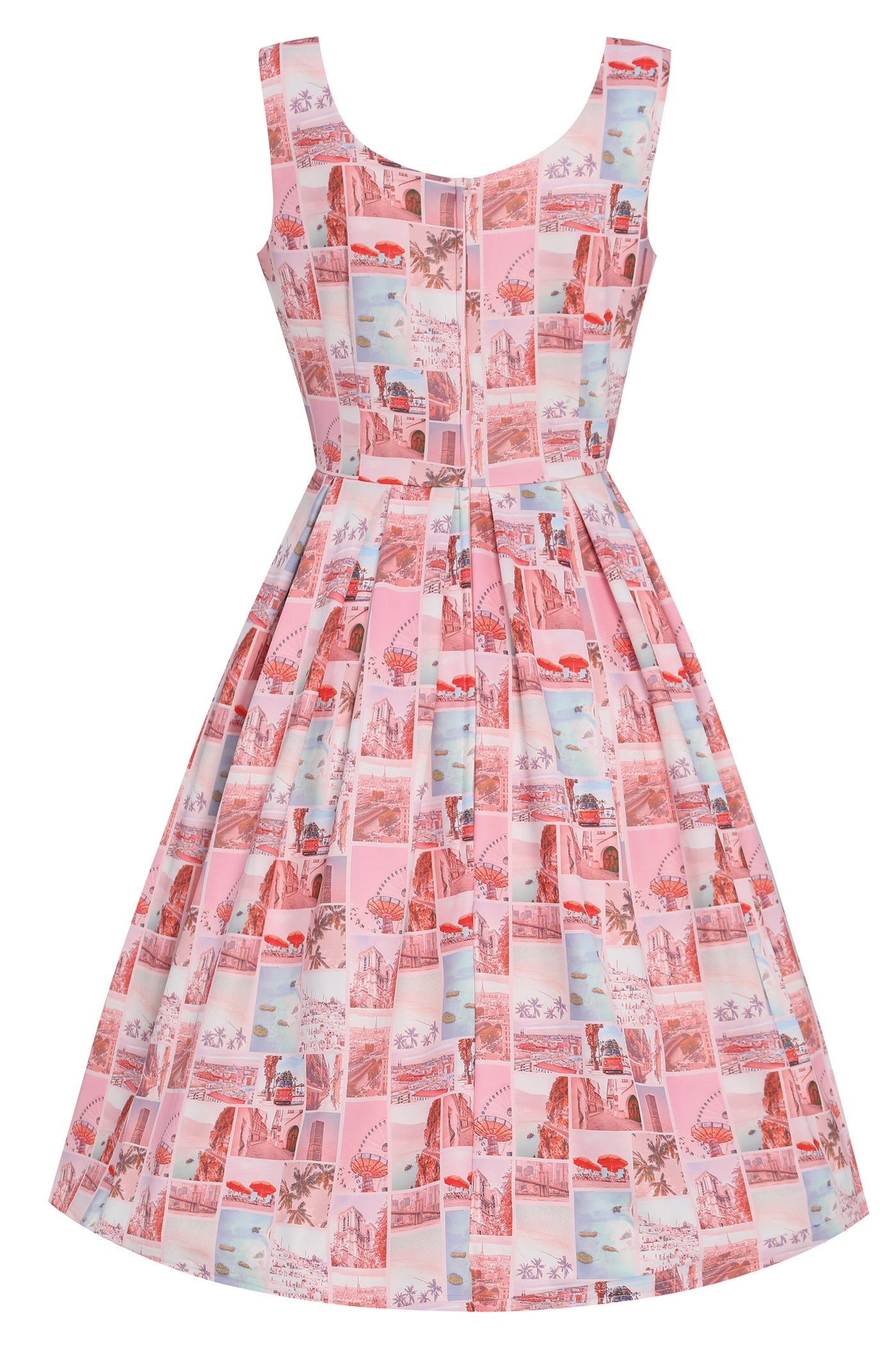 Amanda Postcard Print Women's Casual Swing Dress