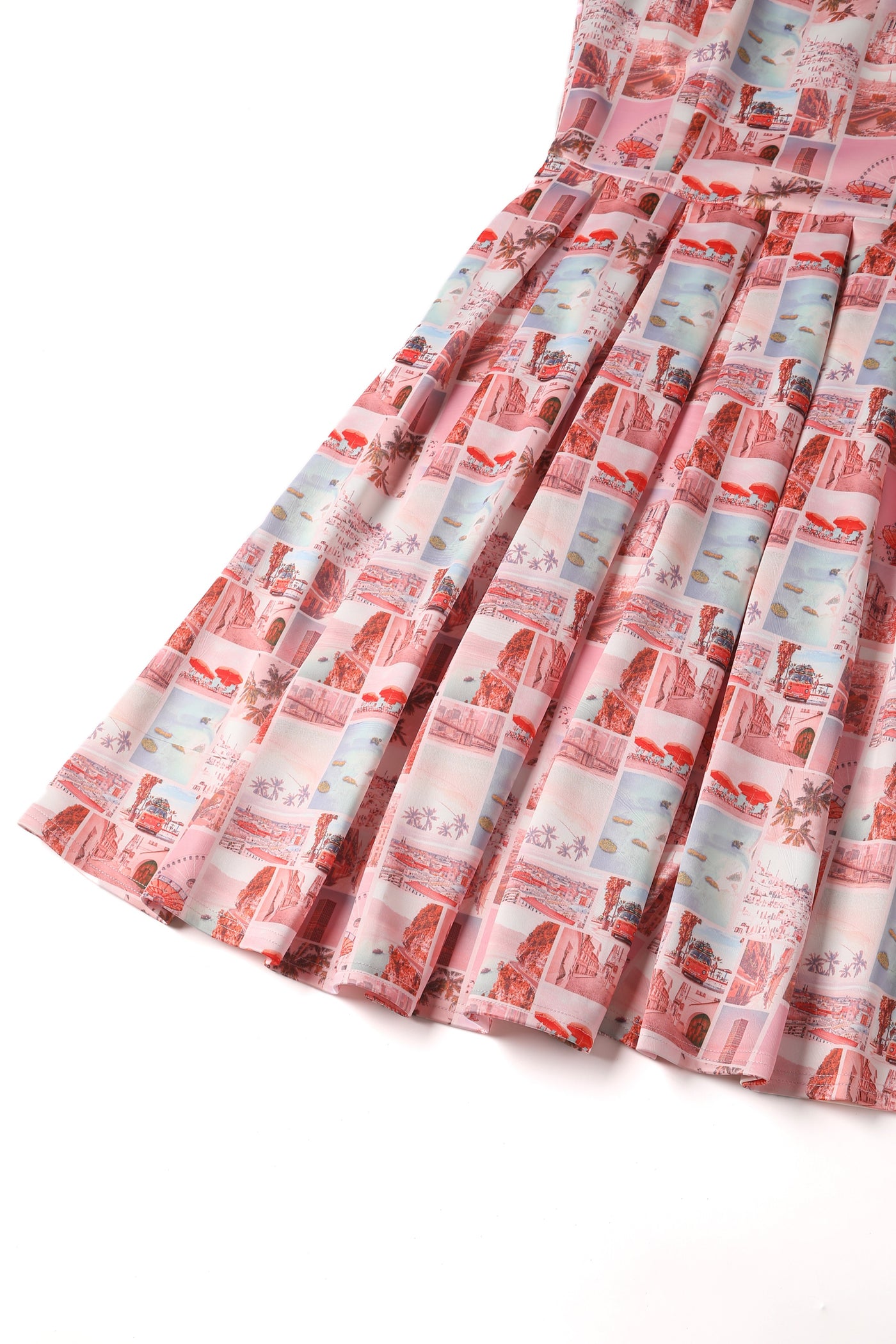 Amanda Postcard Print Women's Casual Swing Dress