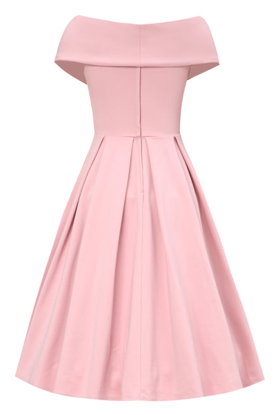 PRE ORDER Beverly Blush Pink Cross-Over-Off-Shoulder Midi Dress