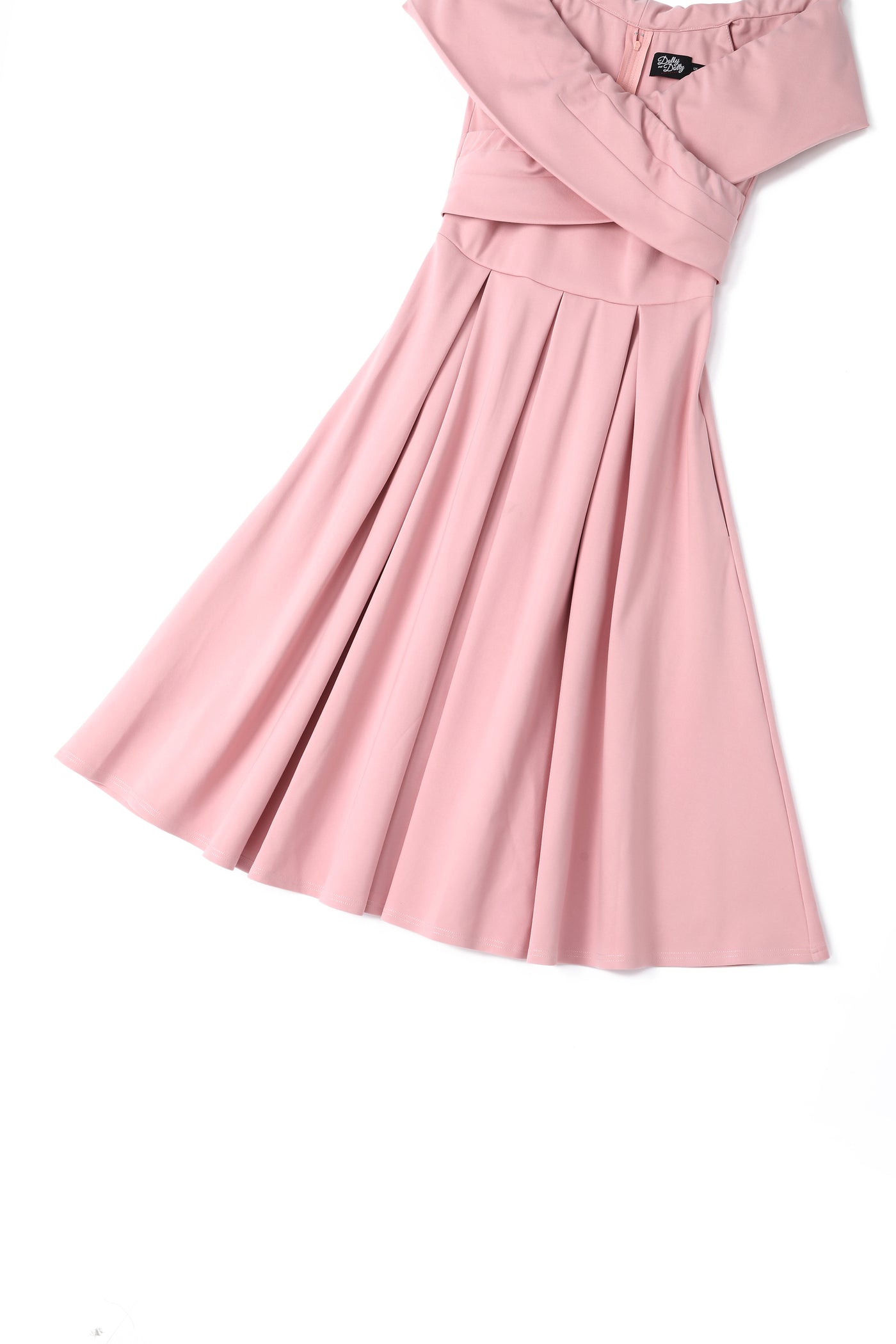 PRE ORDER Beverly Blush Pink Cross-Over-Off-Shoulder Midi Dress