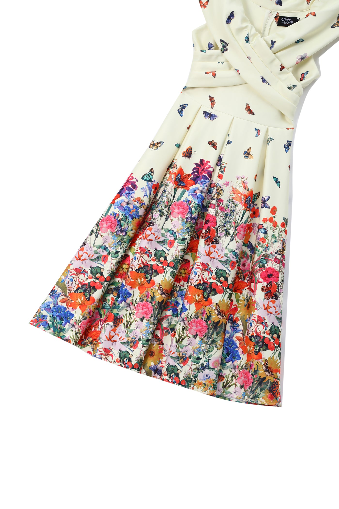EU STOCK Beverly Yellow Cross-Over-Off-Shoulder Butterfly Garden Midi Dress