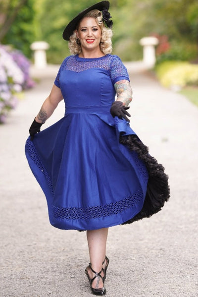 PRE ORDER Tess Royal Blue Lace Sleeved Dress