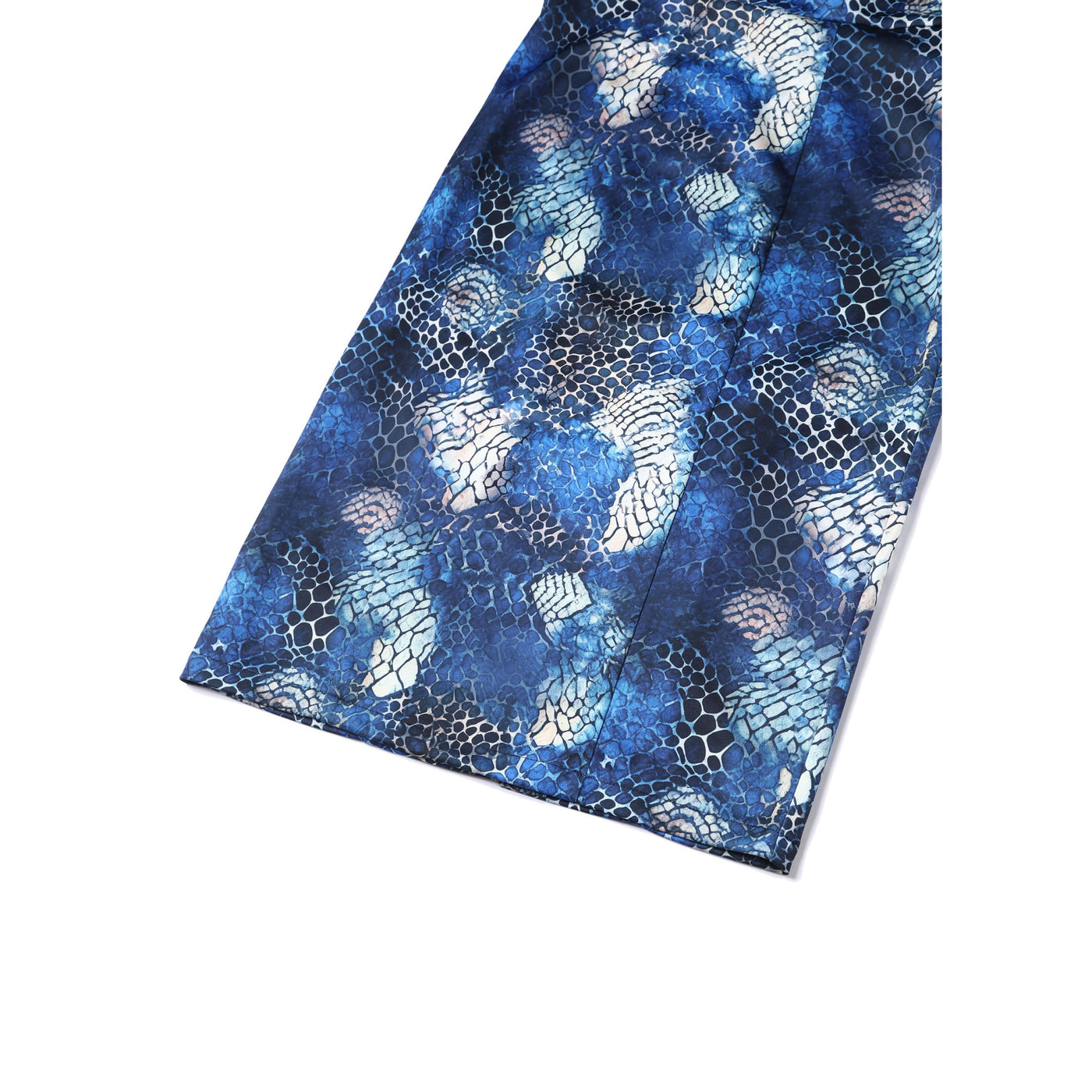 Valerie Fitted Off-the-Shoulder Vintage Dress in Blue Snake Skin Print