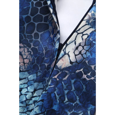 Valerie Fitted Off-the-Shoulder Vintage Dress in Blue Snake Skin Print