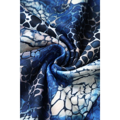 Valerie Fitted Off-the-Shoulder Vintage Dress in Blue Snake Skin Print