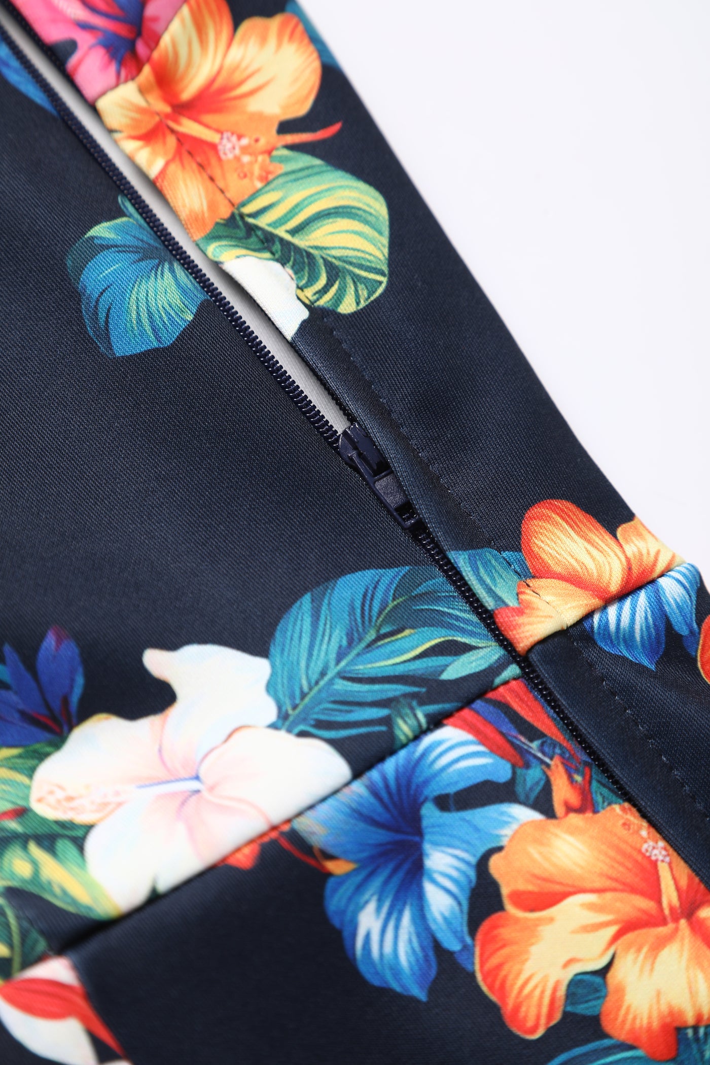 PRE-ORDER Valerie Fitted Off-the-Shoulder Vintage Dress in Black Hibiscus Print