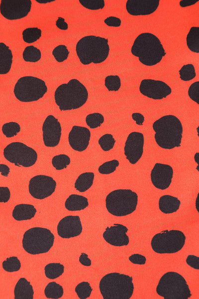 Lily Fitted Off-the-Shoulder Vintage Dress in Red/Black Polka Print