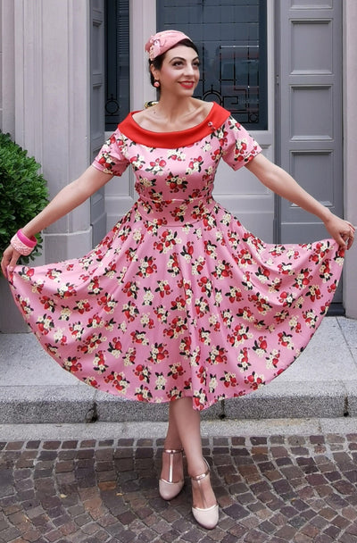 Woman's Pink Strawberry Flared Dress