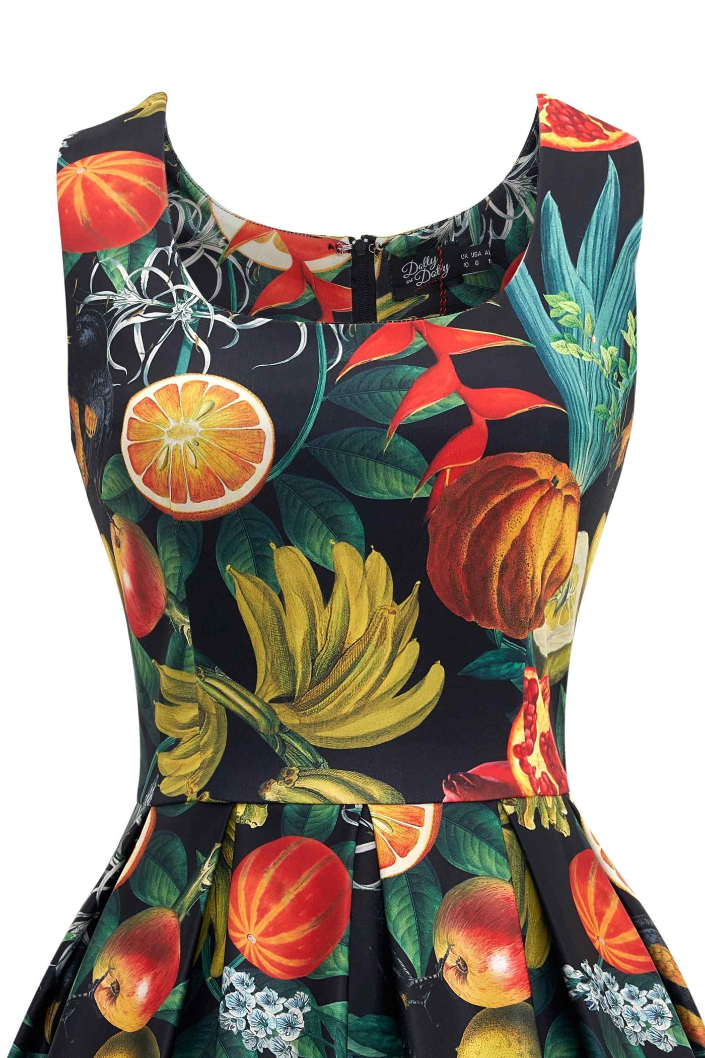 Amanda Tropical Summer Fruit Print Swing Dress