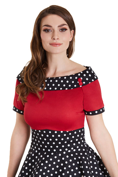 Woman's Rockabilly Red & Black White Polka Dot Dress