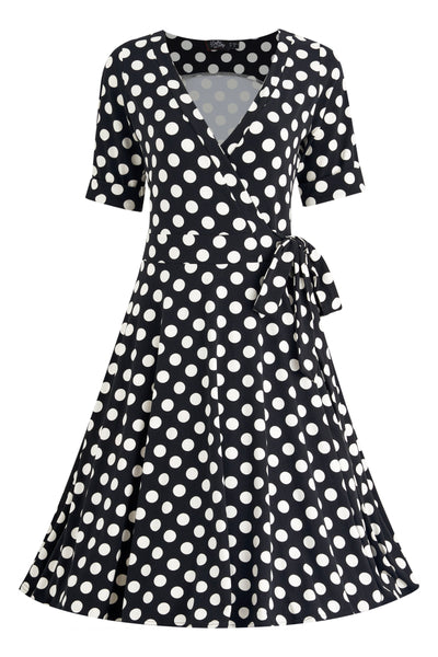 PRE ORDER Matilda Black & White Polka Knit Wrap Dress