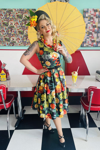 Women's Tropical Summer Fruit Print Swing Dress