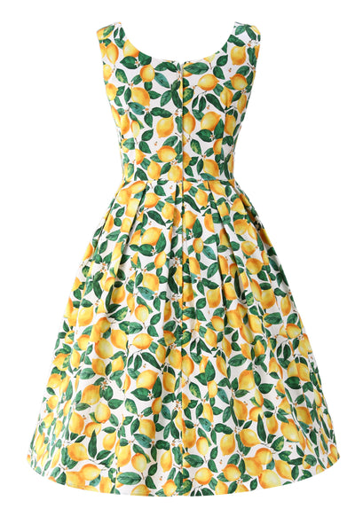 Amanda Lemon Print Dress in White