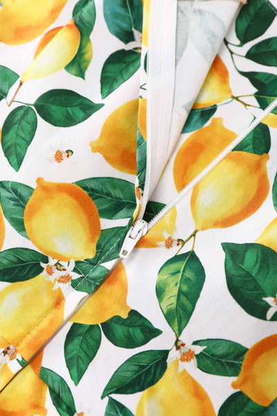 Amanda Lemon Print Dress in White
