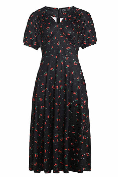Retro Black Cherry Tea Dress