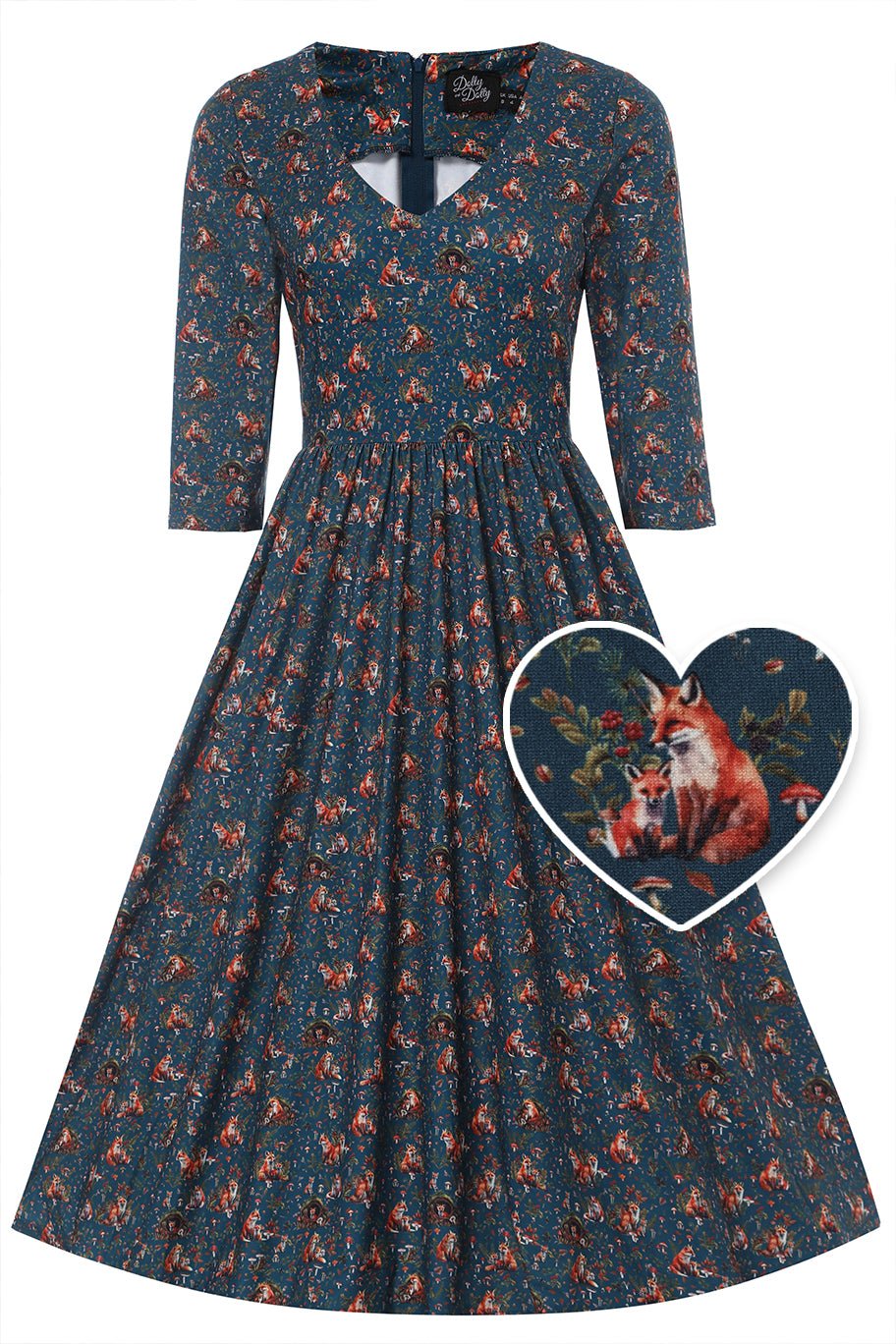 Fox Den Print Dress in Blue