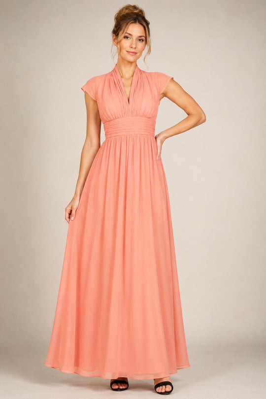 Cecelia Light Pink Cap Sleeved Maxi Dress