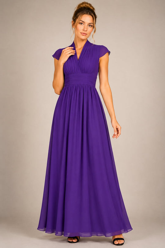 Cecelia Purple Cap Sleeved Maxi Dress