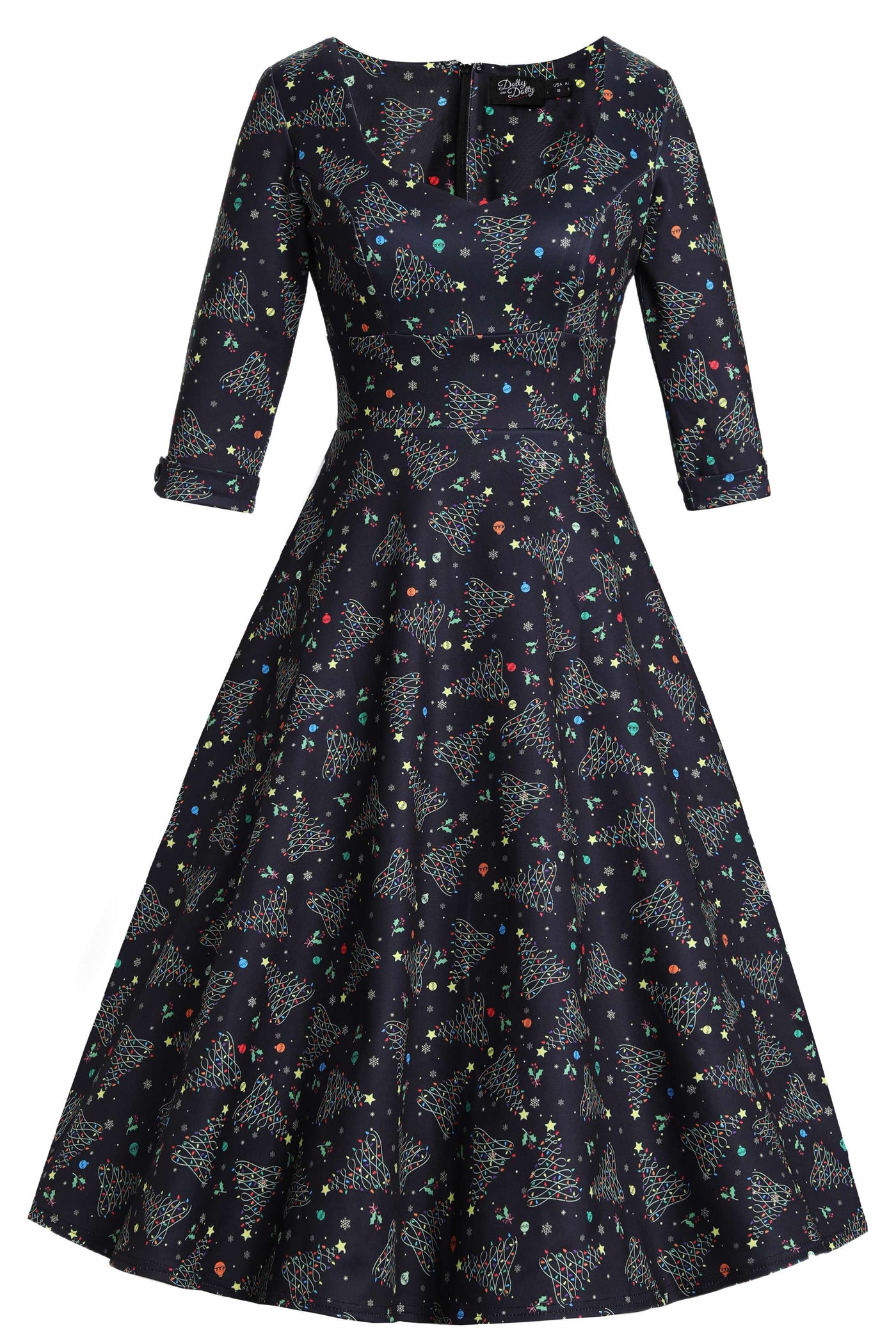 Scarlette Christmas Light Midi Dress In Black