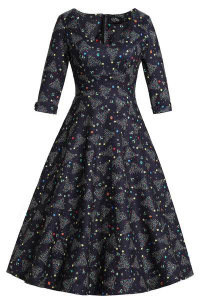 Scarlette Christmas Light Midi Dress In Black