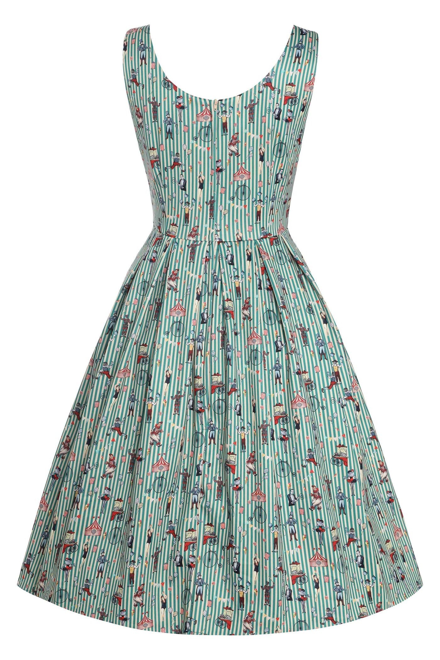 Back View of Hedgehog and Mushroom Flared Dress in Black