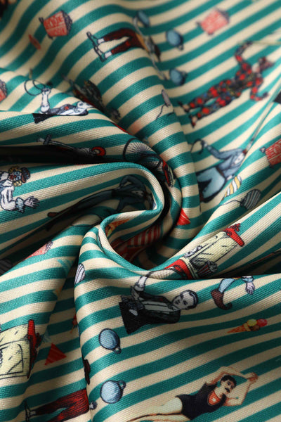 Close up View of Hedgehog and Mushroom Flared Dress in Black
