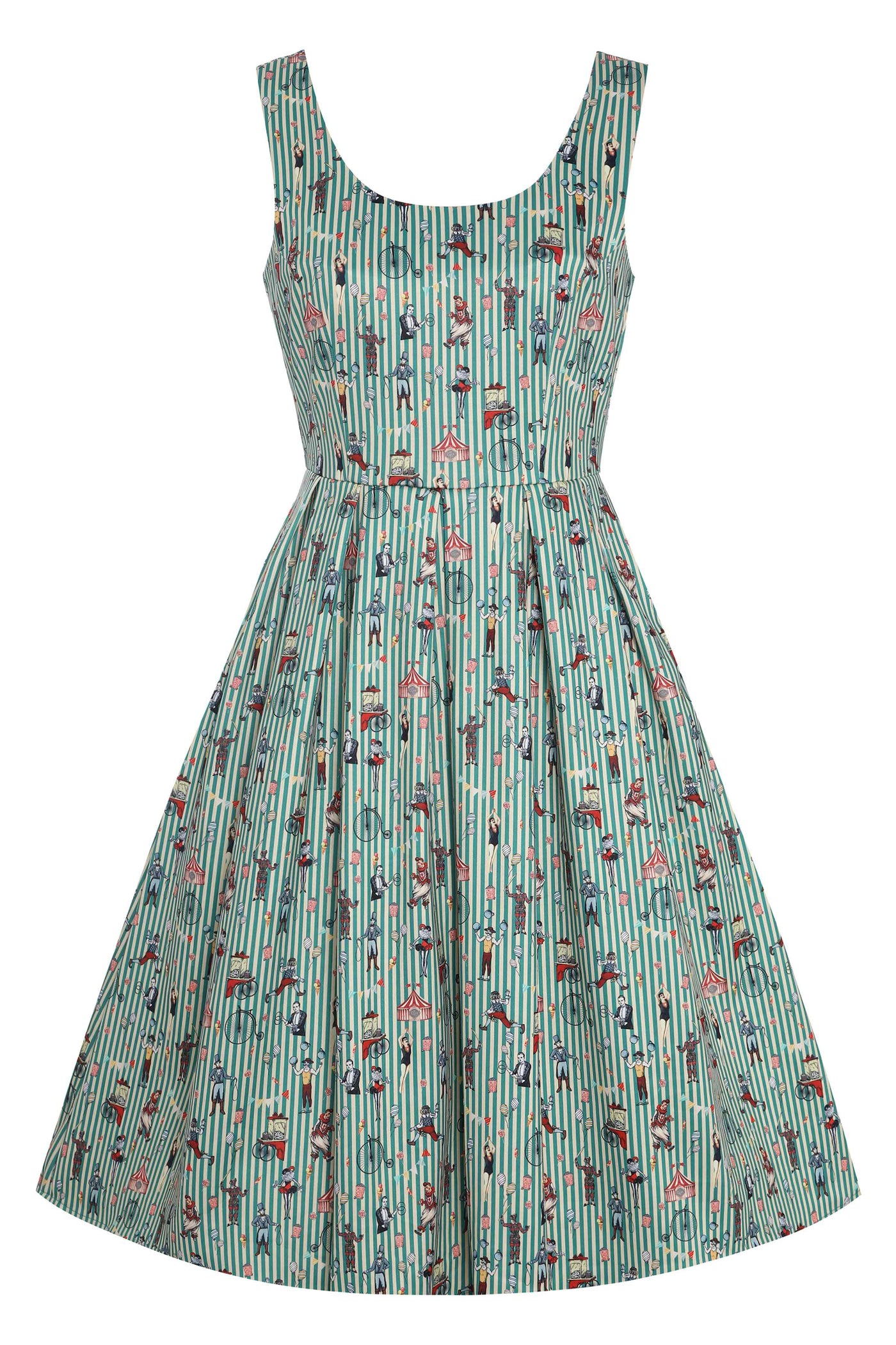 Green Circus Striped Flared Dress