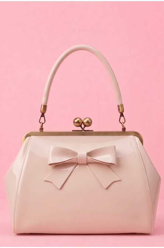 Colette 1950s style Kiss-Lock Vintage Ivory Oversized Statement Bow Bag