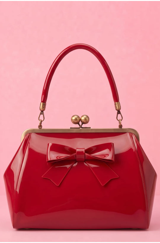 Colette 1950s style Kiss-Lock Vintage Red Oversized Statement Bow Bag