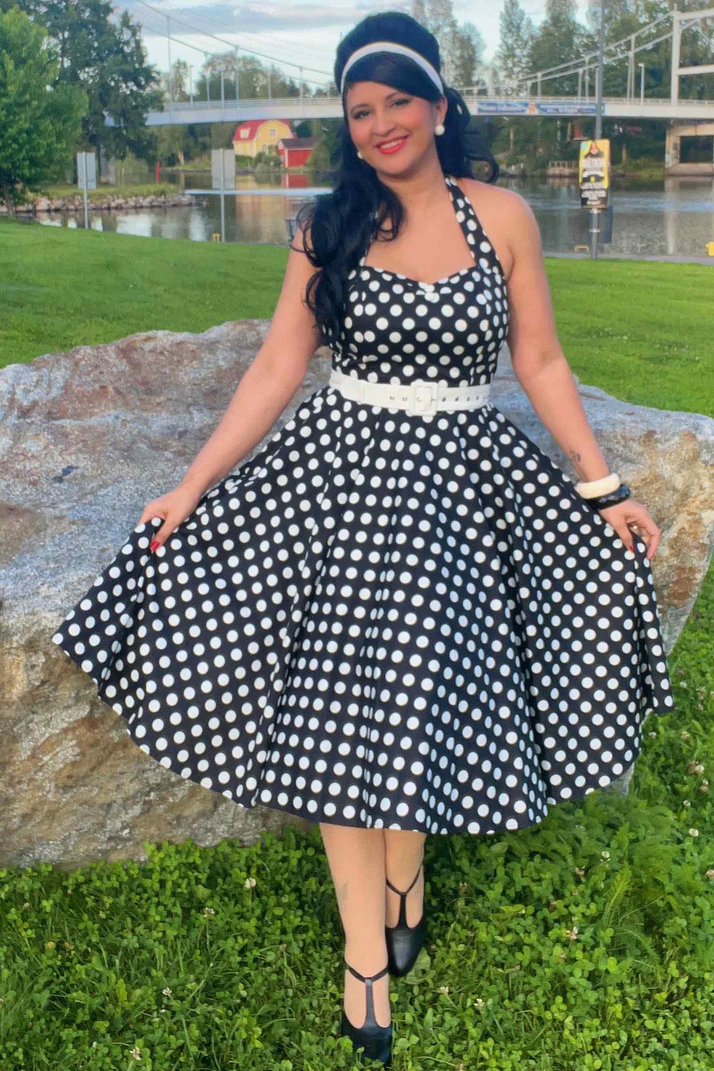 Daisy Black Polka Dot Halter Dress