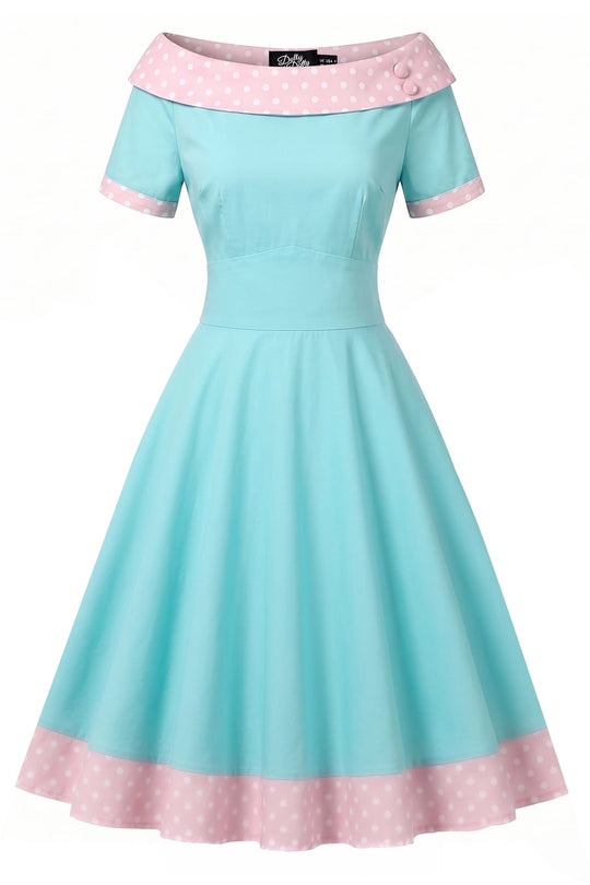 Darlene Baby Blue Polka Dot Dress