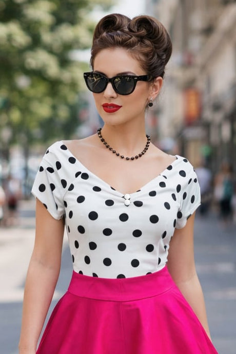 Lilian White Polka Dot Off-Shoulder Top